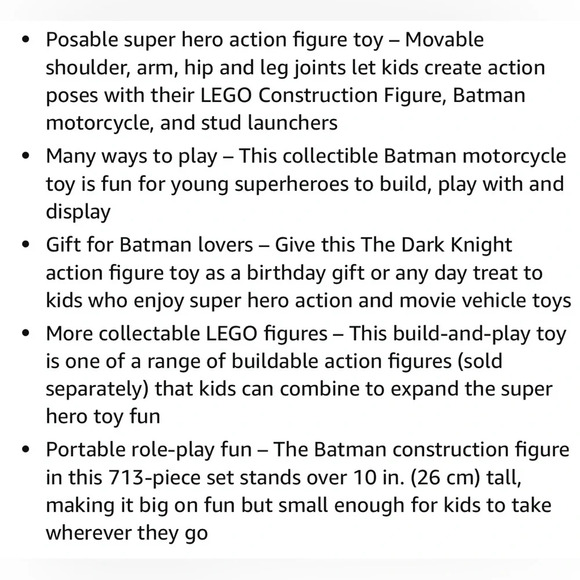 🆕Kids | Lego Batman Figure & Bat Pod Bike - Picture 8 of 14